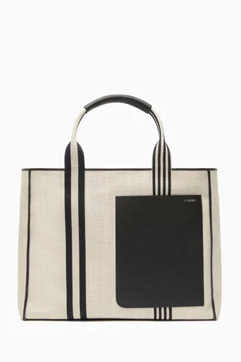 Large Linear Tote Bag in Recycled Canvas