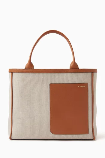 Medium Shopping Tote Bag in Canvas & Leather