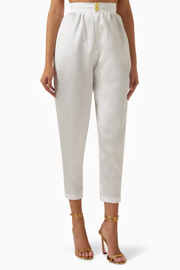 Tapered Pants in Snowy Textured Fabric