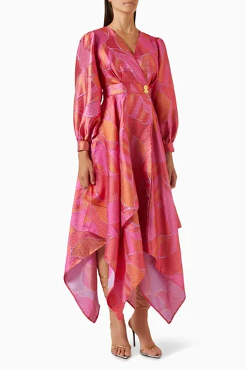 Asymmetrical Printed Maxi Dress