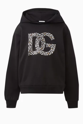 Embellished Logo Hoodie in Cotton-jersey