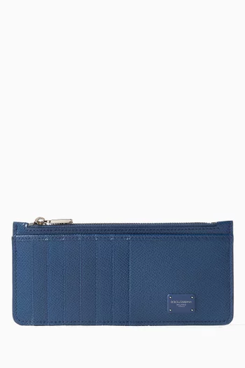 Vertical Credit Card Holder in Dauphine Leather
