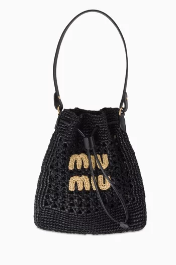 Mini Bucket Bag in Raffia-effect Yarn