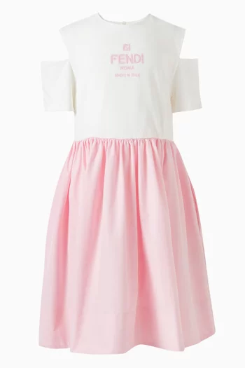 Cold-shoulders Logo Dress in Cotton