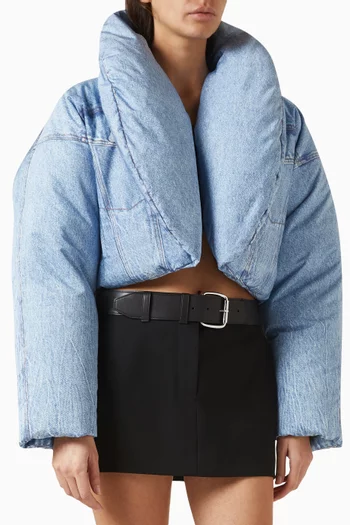 Oversized Cropped Puffer Jacket in Nylon