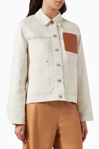 Workwear Boxy Jacket in Cotton & Linen-blend