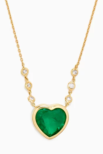 Emerald & Diamond Necklace in 18kt Yellow Gold