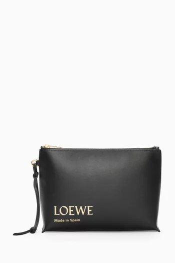 Embossed LOEWE T Pouch in Shiny Nappa Calfskin