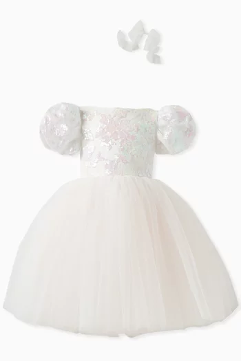 Sequin Daffodil Dress in Tulle