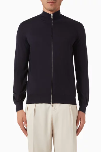 Zip Cardigan in Cashmere-blend Knit