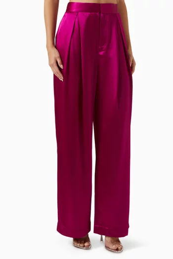 Gia Pleated Pants in Satin