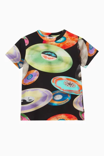 Record-print T-shirt in Cotton