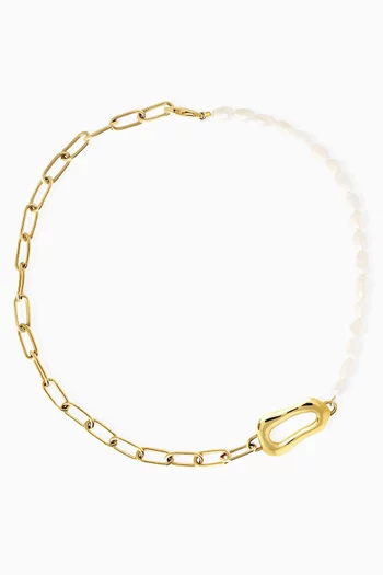 River Pearl Necklace in 18kt Gold-plated Bronze