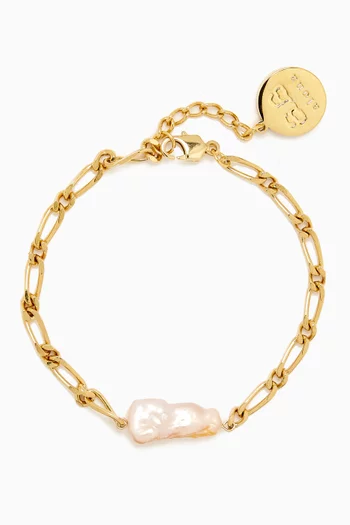 Sylvie Pearl Anklet in 18kt Gold-plated Bronze