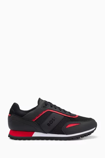 Logo Sneakers in Faux Leather