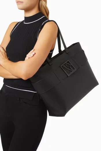 Medium Susy AX Logo Shopping Tote Bag in Faux-leather