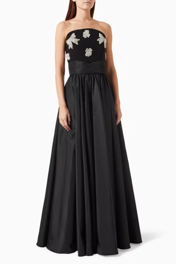 Strapless Crystal-embellished Gown in Crepe & Taffeta