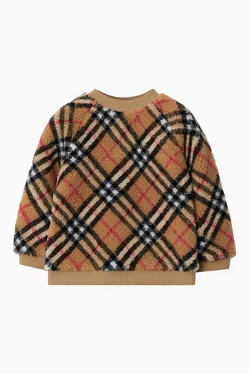 Check Print Sweater in Fleece