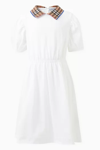 Check-collar Polo Dress in Cotton Piqué