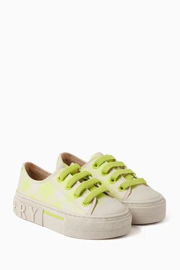 Check Sneakers in Cotton Canvas