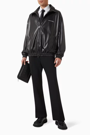 Logo Bomber Jacket in Faux Leather