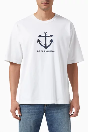 Logo Anchor-print Oversized T-shirt in Jersey