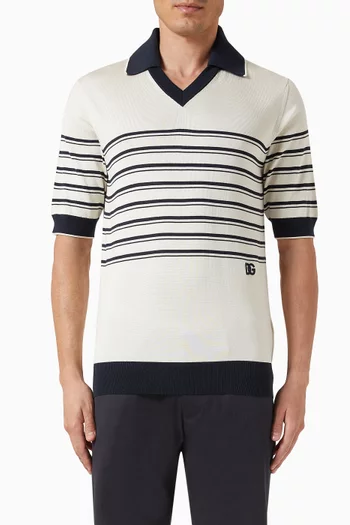 Striped Polo Shirt in Silk