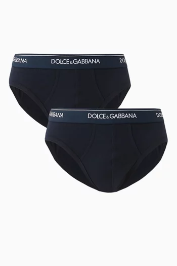 Logo Band Briefs in Stretch Jersey, Set of 2