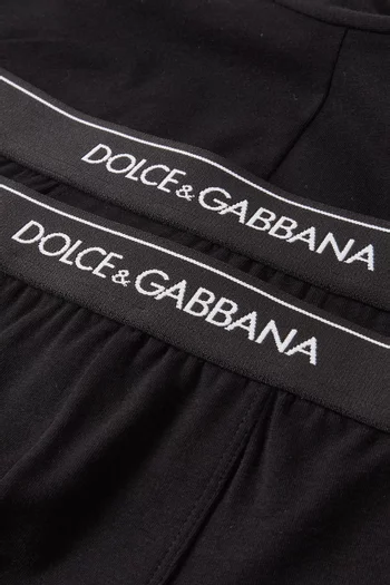 Logo Boxer Briefs in Stretch Cotton, Set of 2