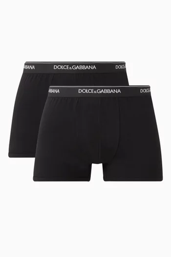 Logo Boxer Briefs in Stretch Cotton, Set of 2