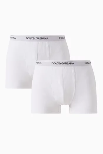 Logo Boxer Briefs in Stretch Cotton, Set of 2