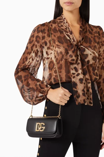 3.5 DG Logo Shoulder Bag in Calfskin Leather