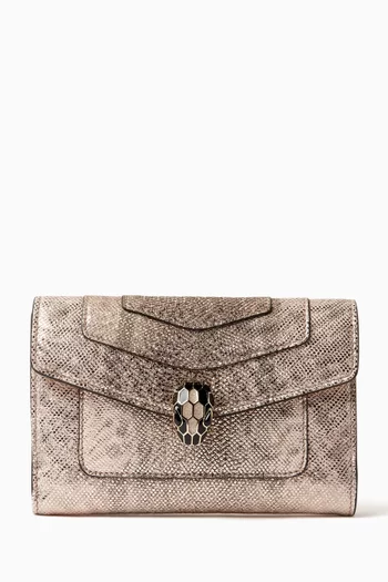 محفظة سيربينتي فوريفر بتصميم كبير جلد أفعى كارونغ لامع