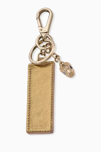 Serpenti Forever Keyring in Calfskin Leather & Brass