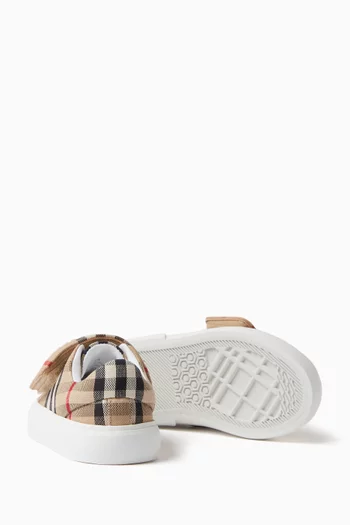 Check Sneakers in Cotton Canvas