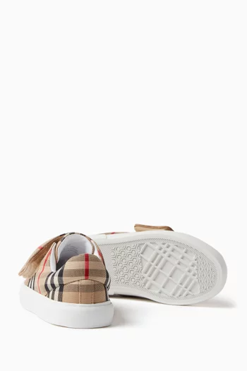 Check Sneakers in Cotton Canvas