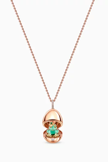 Essence Lacquer & Diamond Frog Surprise Locket Necklace in 18kt Rose Gold