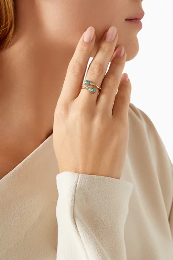 Guilloché Enamel Crossover Ring in 18kt Yellow Gold