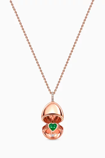 Essence Rose Gold Emerald Heart Surprise Locket Necklace in 18kt Rose Gold