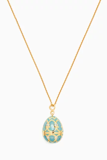 Heritage Diamond & Guilloché Egg Necklace in 18kt Gold