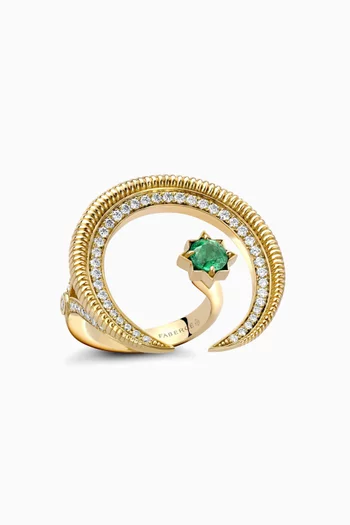 Colours of Love Hilal Diamond & Emerald Ring in 18kt Gold