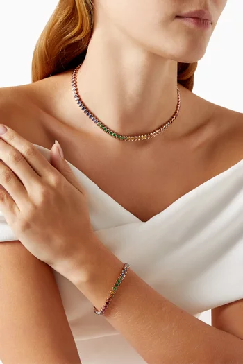 Colours of Love Cosmic Curve Rainbow Tennis Bracelet in 18kt Rose Gold