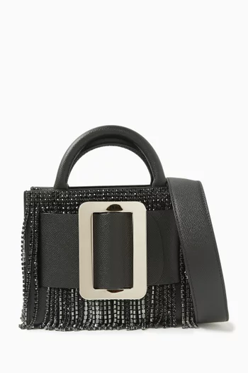 Mini Bobby 18 Tote Bag in Grained Leather and Rhinestones