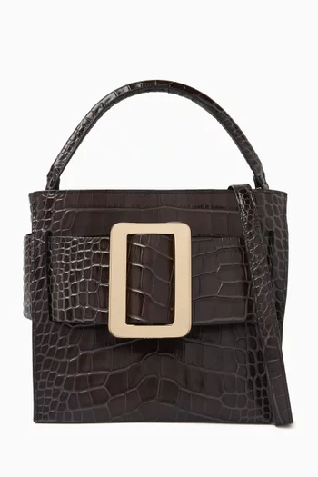 Mini Devon 21 Top Handle Bag in Croc-Embossed Leather