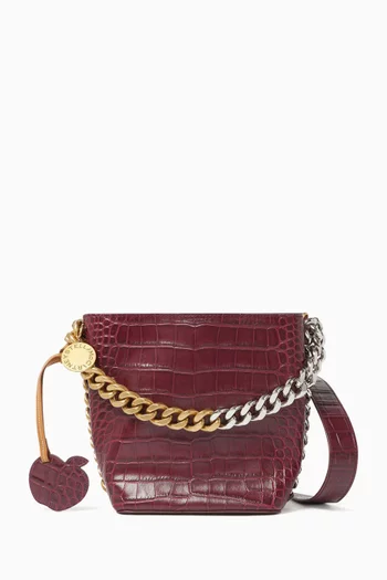 Croc-embossed Bucket Bag in Faux Leather