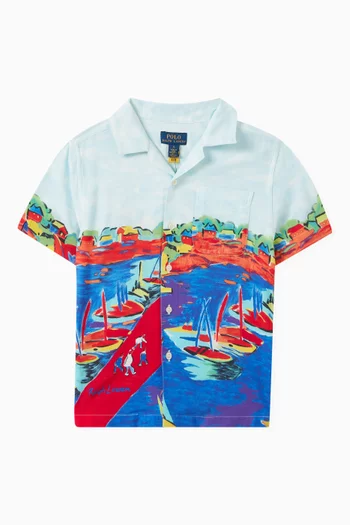قميص بطبعة قارب رايون