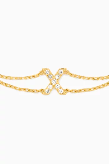 Letter "X" Diamond Bracelet in 18kt Gold