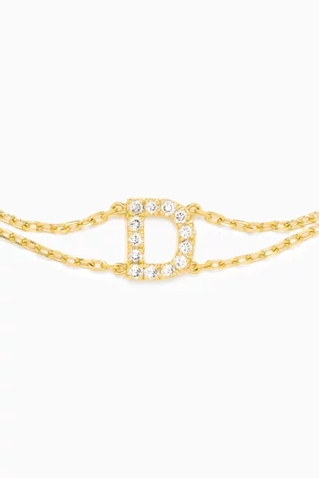 Letter "D" Diamond Bracelet in 18kt Gold