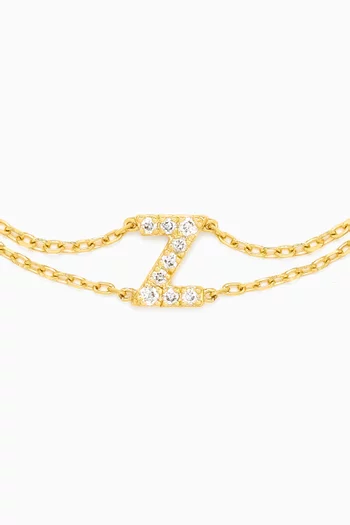 Letter "Z" Diamond Bracelet in 18kt Gold