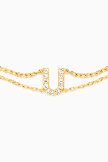 Letter "U" Diamond Bracelet in 18kt Gold